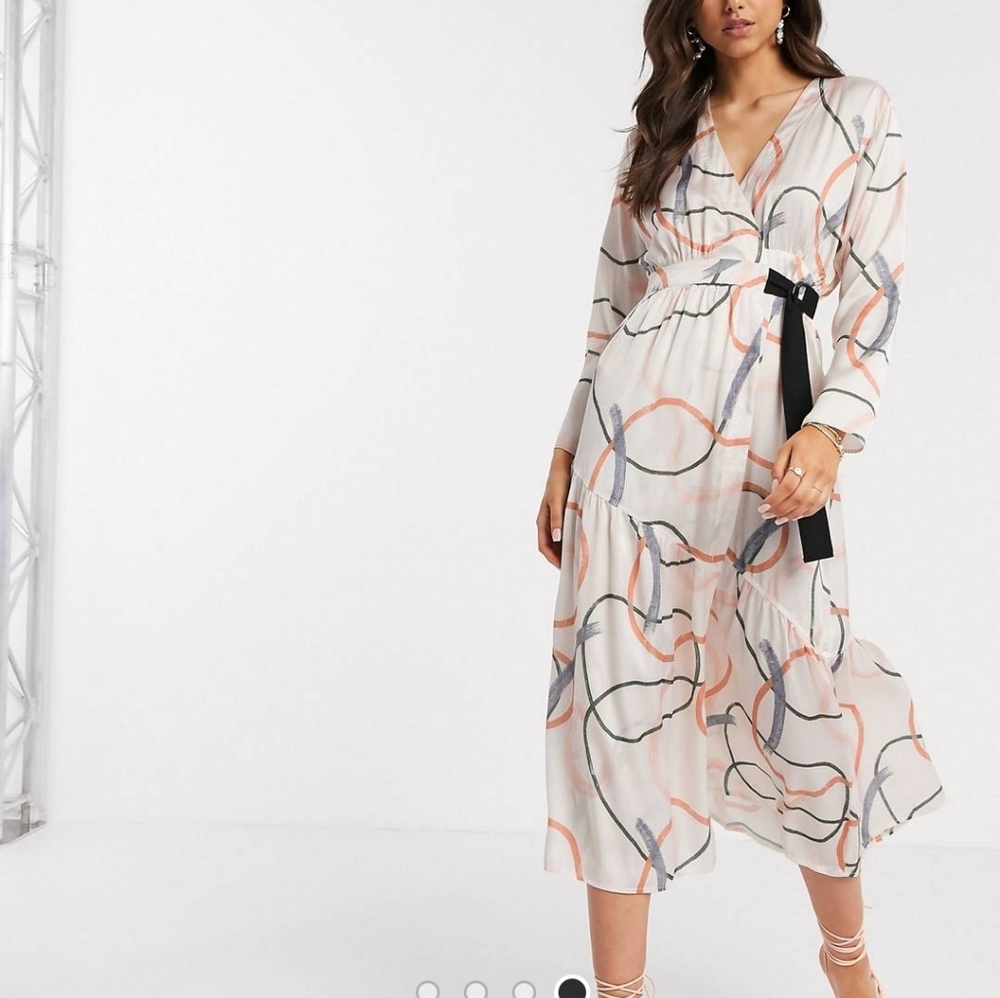 ASOS wrap dress white size 14